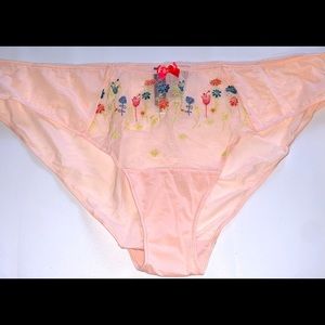 NEW Adore Me Lace Bikini Panty 2X in Pink with Flowers - MATCHING BRA IN CLOSET